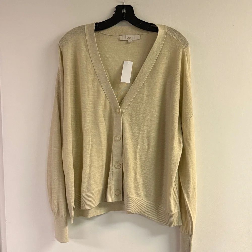NWT Loft Drop Shoulder Cardigan in Color Polished Stone Size XL - Picture 3 of 5